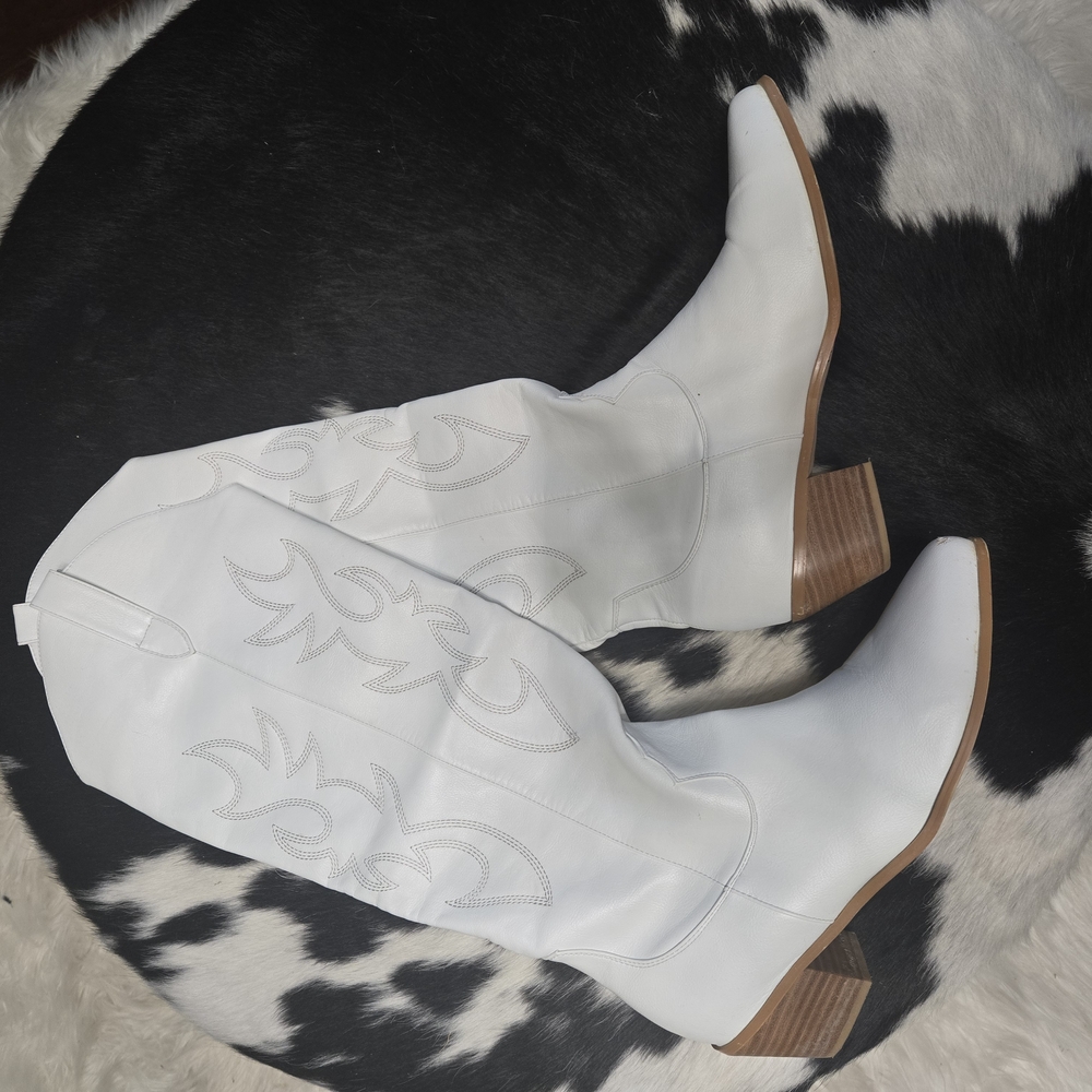 Tall White Western Cowboy Cowgirl Boots size 9